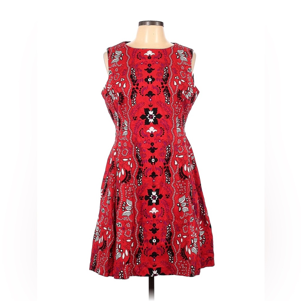 Size 6 A-line dress in red paisley